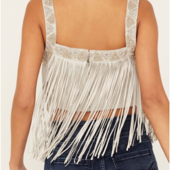NWOT Idyllwind Georgia Suede Beaded Fringe Bustier Top Sz S - Picture 3 of 3